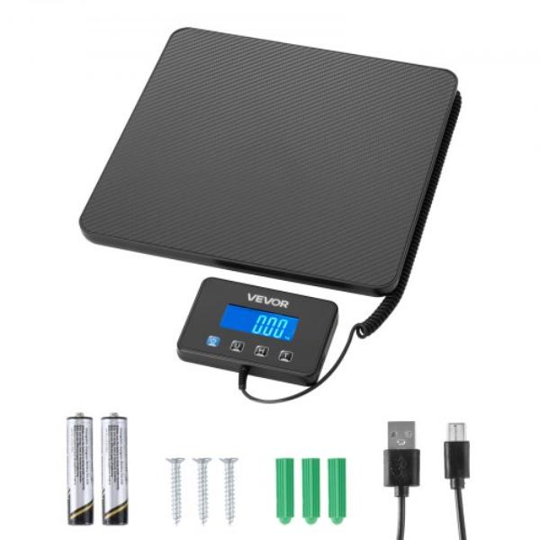 Picture of Vevor FTTCYX10G1113M56E001V9 Digital Postal Scale - 0.35 & 3.5 oz Dual Accuracy - 440 lbs Commercial Weight Scale - Hold & Tare Function - LCD Display for Packages - Postage - Luggage
