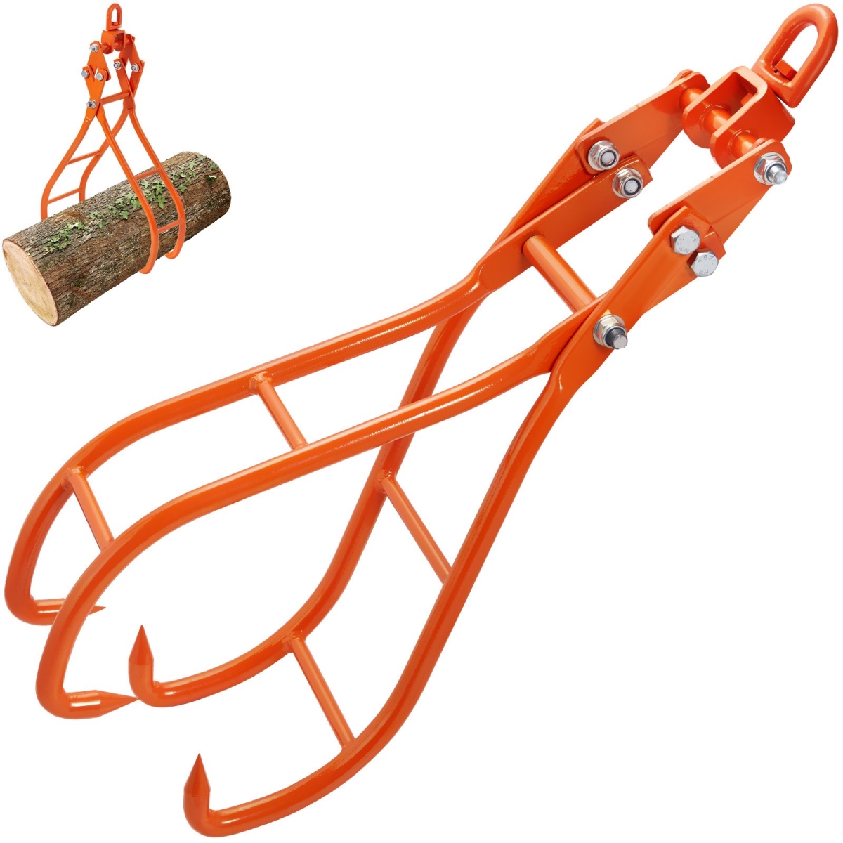 YMQZQ28YC4ZK7BDLEV0 Timber Claw Hook, 28 in. 4 Claw Log Grapple for Logging Tongs, Swivel Steel Log Lifting Tongs