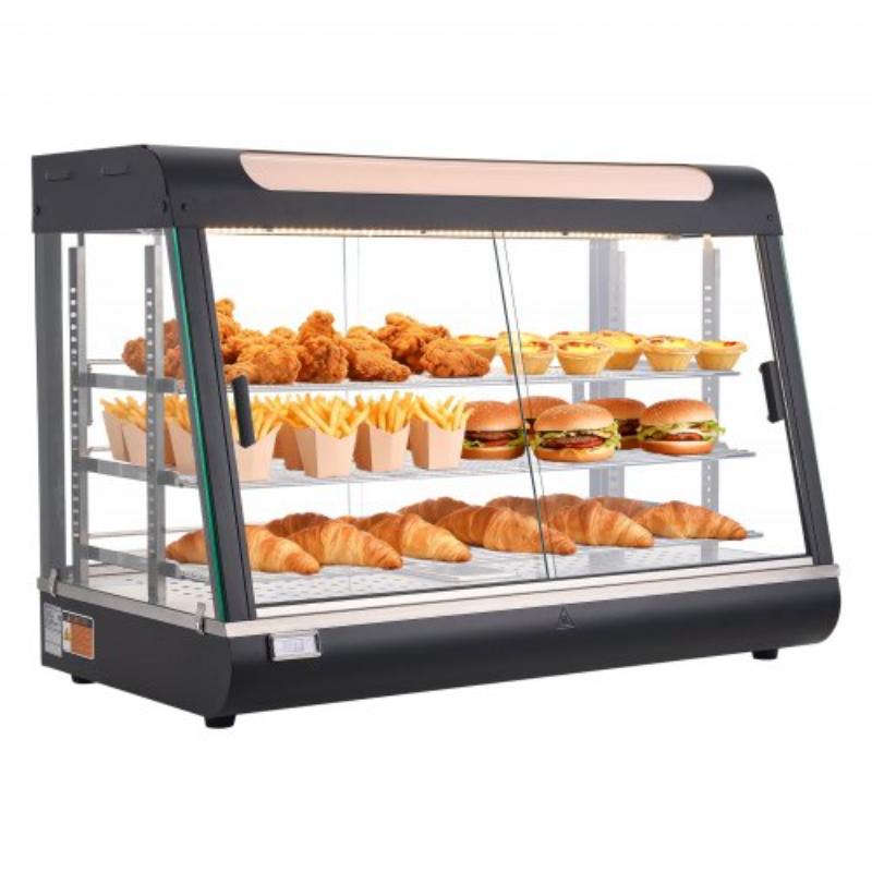 Picture of Vevor TYZSJHS3C35Y8JMLY001V1 3-Tier Commercial Food Warmer Display - 1400W Food Display Warmer with LED Light - Top Storage & Adjustable Shelves - 86-185 deg Steam Heating - 137 qt.