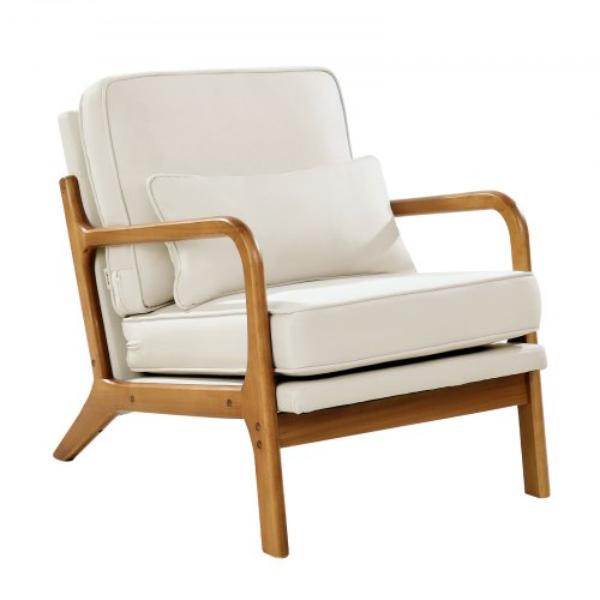 MZZSY1JTYMBCE1VR5001V0 Accent Chair - Mid Century Modern Armchair with Solid Wood Frame & Non-Slip Legs - Upholstered Leisure Chair with Linen Fabric