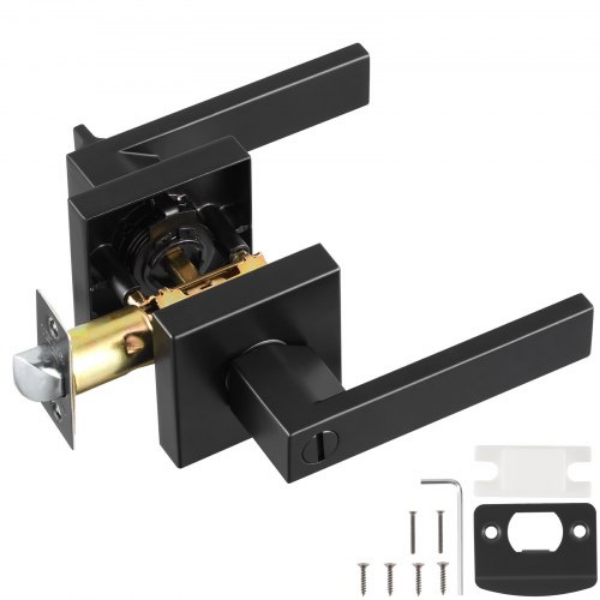 YSMJSBSFX1J0BRWN9V0 Left Or Right Handing Reversible Privacy Door Lever Handle with Keyless Lock, Matte Black