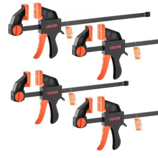 Bar Clamps for Woodworking - 12 & 6 in. - One-Handed Clamp & Spreader - Quick-Grip F-Clamp with Woodworking Metal Working - 154 lbs - Pack of 2
