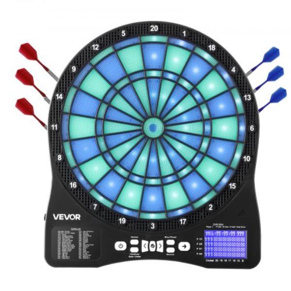 Electronic Dart Board - LED-Illuminated Target Dartboard with 48 Games & 500 Variations - Cricket Scoring LCD Screen - Supports Up to 8 Players
