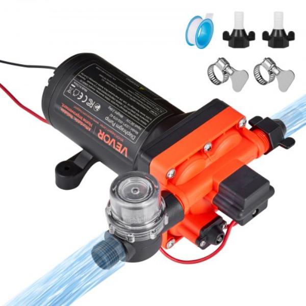 RV Water Pump - 12V DC 5 GPM 18.9 L Per Min - 4-Chamber Self-Priming Diaphragm Water Pump with Automatic Pressure Switch - 70 PSI Max Pressure