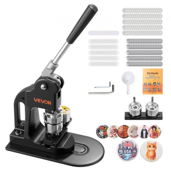 Picture of Vevor BJSKXZJ32MMSGX9LR001V0 Button Maker Machine - 1.25 in. - Pin Maker Machine with Button Parts - Circle Cutter for DIY Decals - Personalized Pins & Key Chains - Black - 500 Piece