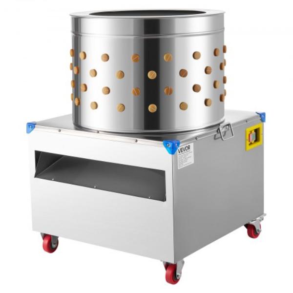 Picture of Vevor SJXTMJ236INCCDQ78001V1 Chicken Plucker Machine - 23.6 in. Drum - 2200W - 240RPM - Stainless Steel - 119 Soft Fingers - Transport Wheels - Processing 2-4 Chicks Once