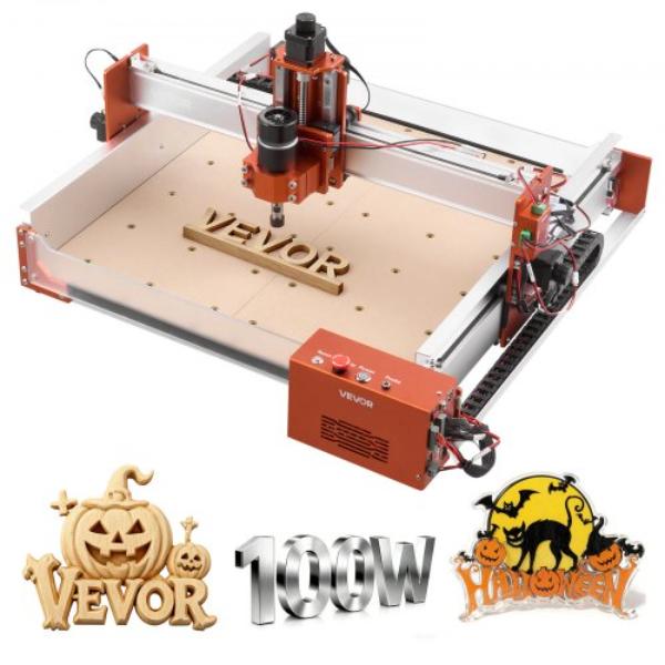 CNC Router Machine - 100W Spindle - 3-Axis Wood Engraving Milling Machine - 15.75 x 15.75 x 3.74 in. Working Area - Aluminum Alloy Structure