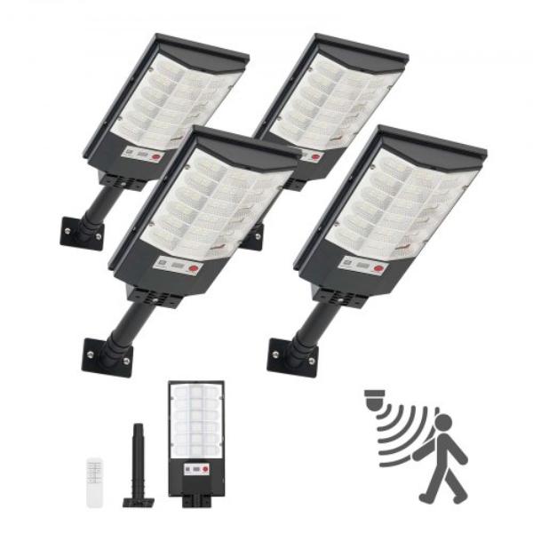 500W Solar Street Lights - 50000LM - Dusk to Dawn LED Flood Security Lamp - IP65 Waterproof Outdoor Lighting for Driveway Yard - Pack of 4