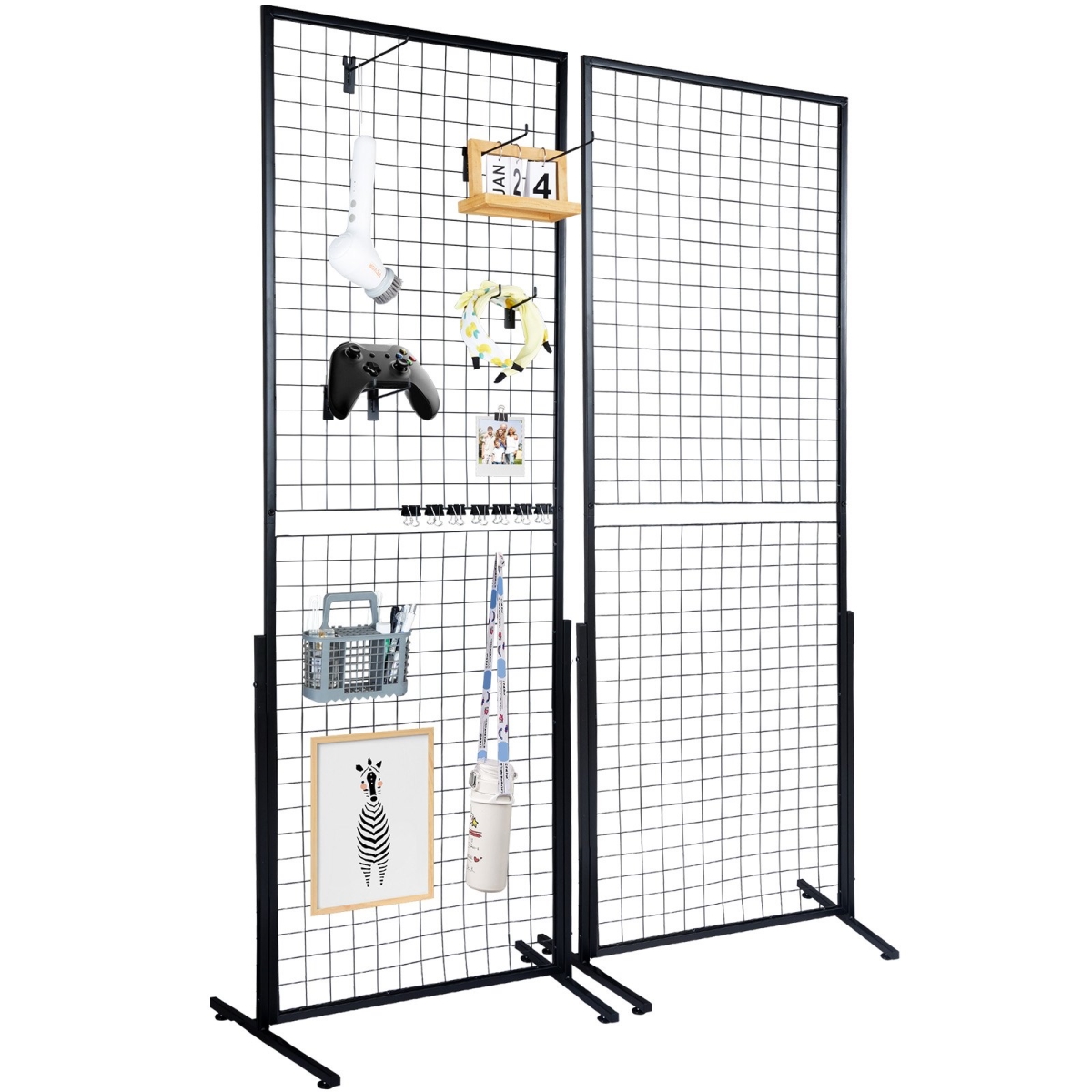 Picture of Vevor LSWGQ6878INCNL5GHV0 2 x 5.6 ft. Grid Wall Panels Tower&#44; Wire Gridwall Display Racks with T-Base Floorstanding&#44; Double Side Gridwall Panels for Art Craft Shows - Pack of 2