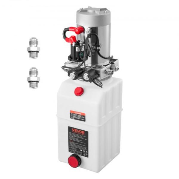 6 qt. Hydraulic Power Unit - Double Acting Dump Trailer Pump - 3200 PSI Max Relief Pressure & 0.91 GPM Flow Rate - DC 12V Hydraulic Pump - White