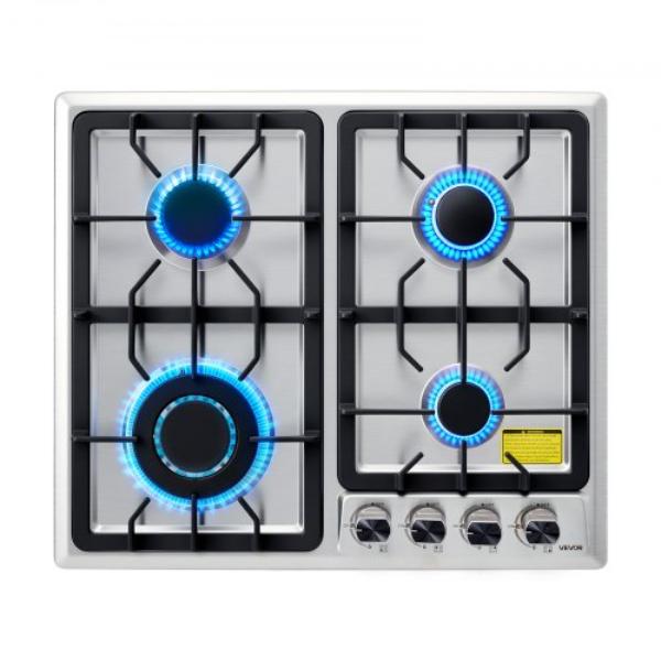 Picture of Vevor SYTMRQZTQRS2PHVRY001V1 24 in. Gas Cooktop 4 Burners Gas Stove Top - Max 27000 BTU Built-in Stainless Steel Stove Top LPG & Natural Gas Convertible Dual Fuel Cooktop Stoves