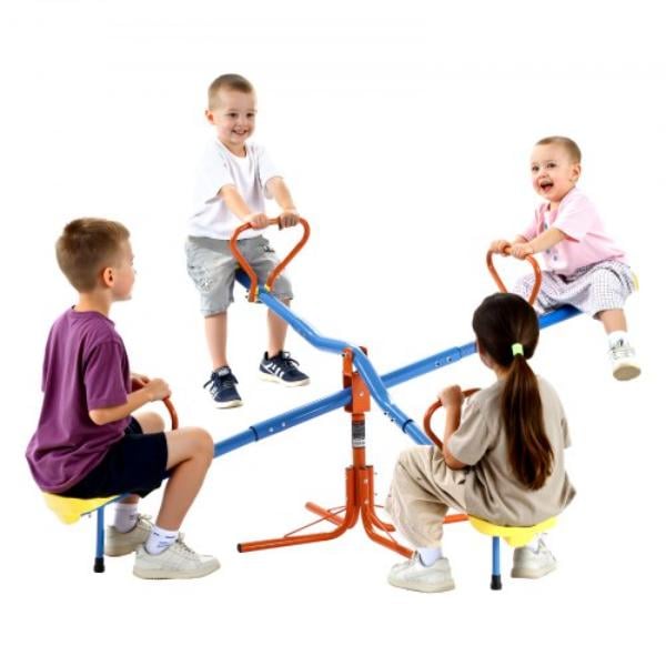 YGDZDQQBJS4R94AI7001V0 Kids Seesaw - 110 lbs Load per Seat - 4 Seats - 360 deg Rotating - Kids Outdoor Playground Equipment