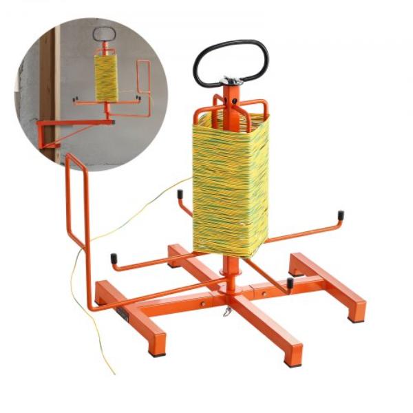Cable Dispenser - Floor or Stud Mounted - Wire Spool Rack - Portable Wire Rack Dispenser with Anti-Slip Metal Handle for Wiring Transport