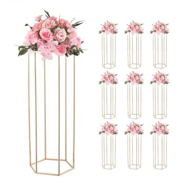 Wedding Flower Stand - 31.5 in. Column Flower Stand - Floral Stands with Acrylic Laminate - Hexagonal Cubic Floral Display Rack - 10 Piece