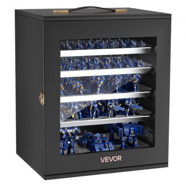 Miniatures Storage Case for 1-2500-1-3500 Scale Models - Wooden Display Holder with 5 Trays & 13 Slots - Clear View Transport Case for Collectibles