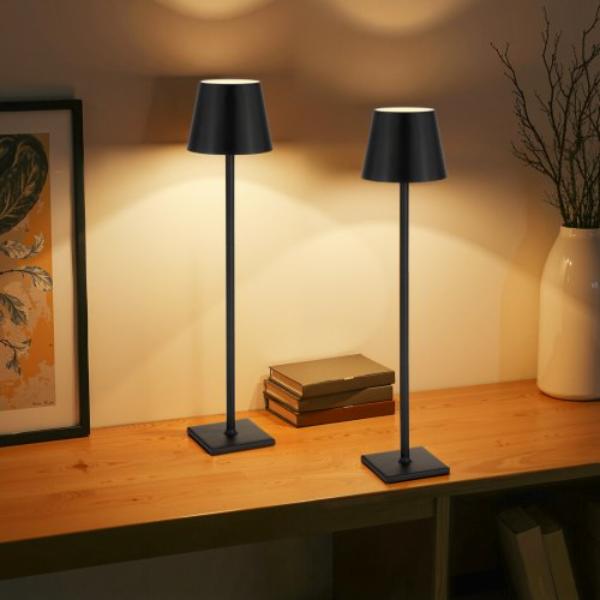 JSDZTD4343150JSQ4001V9 Cordless Table Lamp - 5200mAh Built-in Rechargeable Battery Desk Lamp - Stepless Dimming Up - Black - Pack of 2