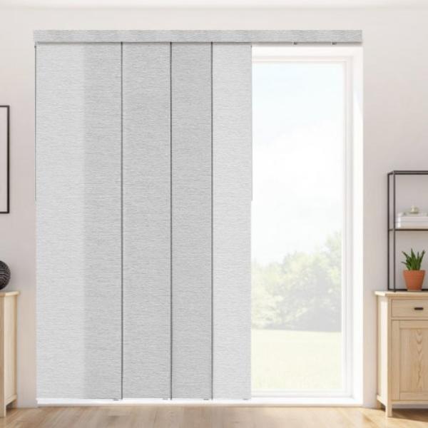 MBGDBYCW4588QV93OV0 Panel Track Blinds - Extendable Track 45.8-86 in. - Trimmable Panel Curtains Up to 96 in. - Adjustable Vertical Blinds - Gray