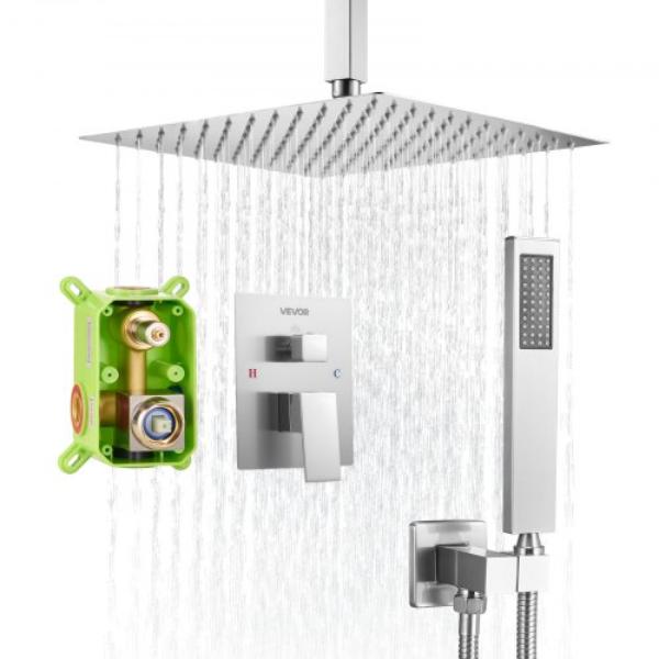 THBAZDPHSZHLPAC8X001V0 Shower Faucet Set - Rainfall Bathroom Shower System with 12-Inch Square Rain Shower Head & Handheld Spray - Brushed Nickel