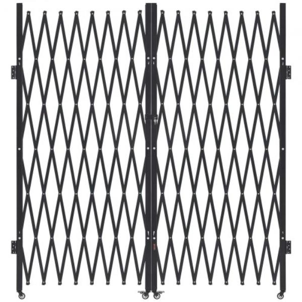 GZSZDAQM8715X8FJI001V0 Double Folding Security Gate - Lockable Scissor Gate - Outdoor Barricade Steel Retractable Gates - 155.12 x 86.81 in.