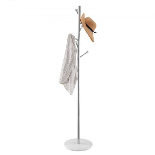 YMJSCSJSSCP0AAYRX001V0 Freestanding Coat Rack - Marble Base - 8 Hooks - Modern Clothes Hanger for Entryway - Bedroom - Office - Living Room