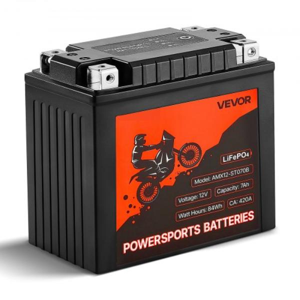 LSTLMTCDLDC1R0NQ7001V9 Motorcycle Battery - 12V 7Ah - LiFePO4 Lithium Pre-Charged Powersports Battery - Maintenance Free & High Performance