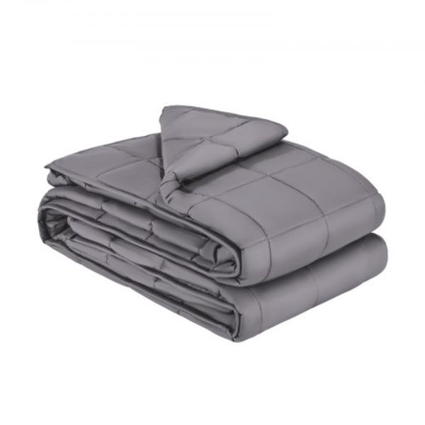JZMTMBT25LBS566KZ001V0 Weighted Blanket - 25 lbs - Soft 100 Percent Cotton Heavy Blanket with Glass Beads, Grey - King Size - 80 x 87 in.