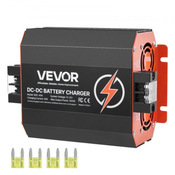 12V 40A DC to DC Battery Charger - 500W On-Board Charger for Lead-Acid Lithium AGM GEL Flooded Batteries for RVs Commercial Vehicles Boats Yachts