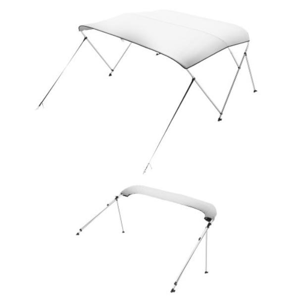 3 Bow Boat Bimini Tops - 600D Polyester Canopy - Aluminum Alloy Frame - Waterproof & Sun Shade - Light Gray - 6 ft. x 54-60 in. x 46 in.