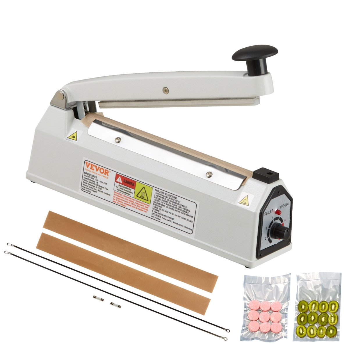 Picture of Vevor ZDSFKJLQ8INCF640GV5 8 in. Impulse Sealer&#44; Manual Heat Sealing Machine with Adjustable Heating Mode