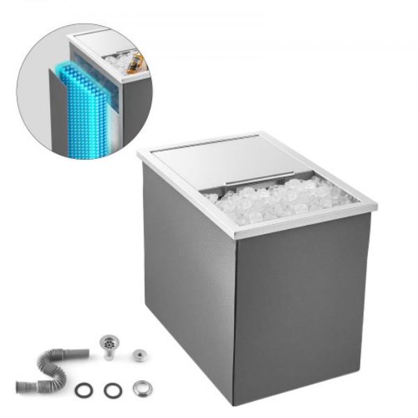 QRSCBC201BXGYNI9J002V0 Drop-in Ice Chest - 28.6 qt. Stainless Steel Cooler with Sliding Lid for Outdoor Kitchen Patio Bar