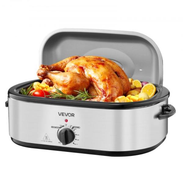 Picture of Vevor KJLYS20QT1455H3E6001V1 Roaster Oven - 20 qt. Electric Roasting Pan - Adjustable Temperature 150-450 - Fast-Cooking Turkey Roaster - Self-Basting Lid - Defrost & Warm Function - 24 lbs Turkey
