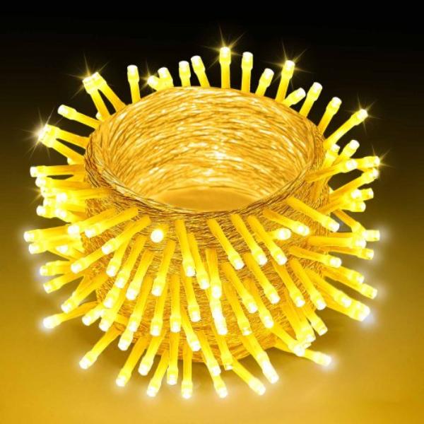 LED Christmas String Lights - 200 LED - 76 ft. - Warm White - Outdoor - 8 Modes - Auto Timer - Waterproof - Twinkle Fairy Lighting