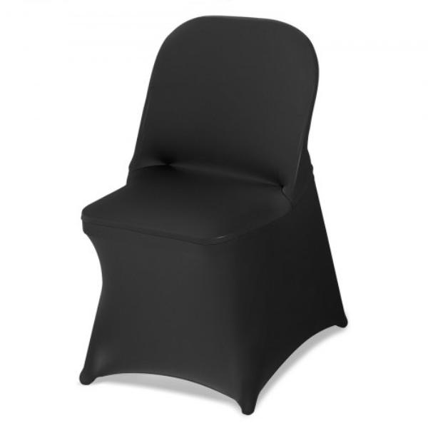 YTHS150PCSDKDLNLH001V0 Black Chair Covers - Polyester Spandex Stretch Slipcovers for Wedding Party Dining Banquet Flat-Front Chair Covers - 150 Piece