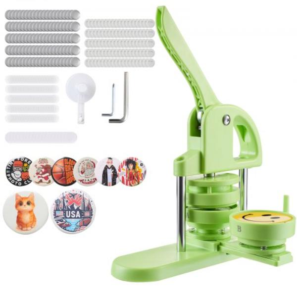 Picture of Vevor SLKXZJ75MMSLGH832001V0 Button Maker Machine - 2.95 in. - Plastic Pin Maker with Button Parts - Circle Cutter & Magic Book - Reinforced Ergonomic Handle, Green - 100 Piece