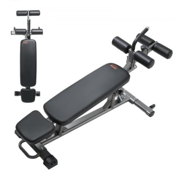 Sit Up Bench - Decline Ab Bench - Reverse Crunch Handle - 4 Adjustable Height Settings - Heavy Duty Steel - 1000 lbs - Full Body Muscles