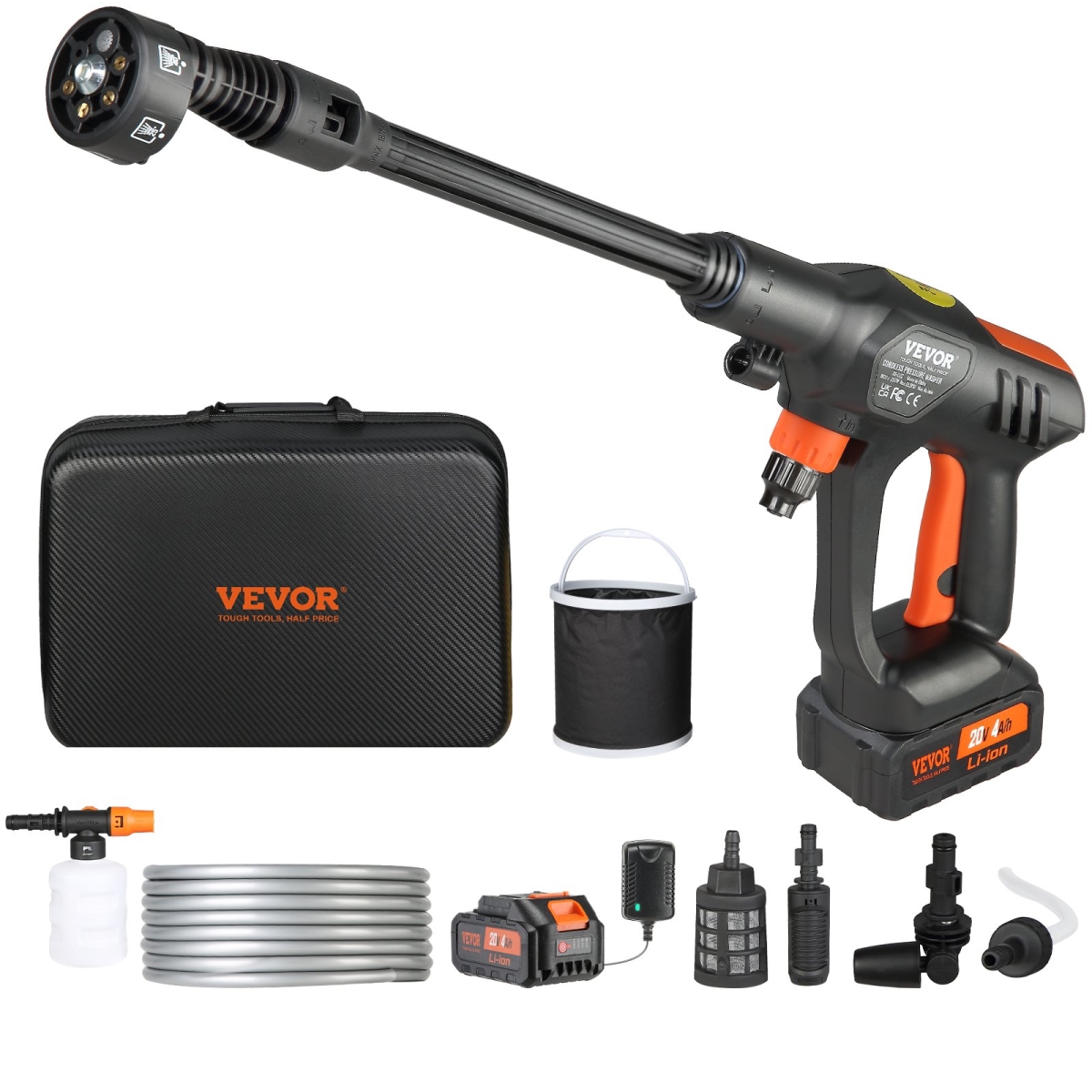 Cordless Pressure Washer, 652-PSI 1.1 GPM Portable Power Cleaner, Handheld High-Pressure Car Washer Gun -  Vevor, VE752051