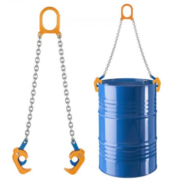 Chain Drum Lifter - G80 Drum Lifting Chain Sling - 2000 lbs - 1.6 ft. Long - Carbon Steel Barrel Lifter for Plastic & Metal Drums