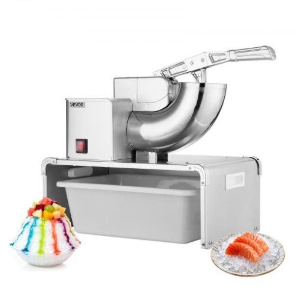 SBJZJKYS661LZD08T001V1 Commercial Ice Shaver Machine - 661 lbs per Hour Electric Ice Crusher - 350W Motor - 4 Blades - Silver