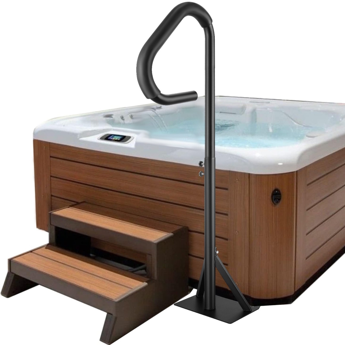 Hot Tub Handrail, 360 Rotatable Spa Side Handrail with 35-57 in. Adjustable Height - 600 lbs Capacity