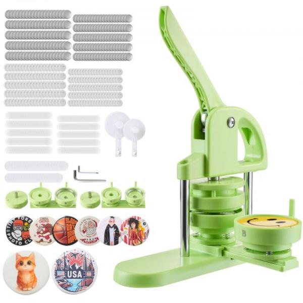 Picture of Vevor SLKXZJ5875MMDYV91001V0 2.28 & 2.95 in. Button Maker Machine - 2-in-1 Plastic Pin Maker Green with Button Parts Circle Cutter Magic Book Reinforced Ergonomic Handle - 200 Piece