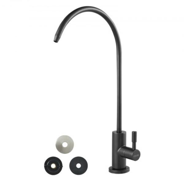 Picture of Vevor BXGZTBSGLSLTIQIAA001V0 Stainless Steel Faucet - Water Purifier Faucets - Reverse Osmosis Faucet with Solid Brass Valve for Kitchen Sink - Bar Counter - Cafe Shop - Matte Black