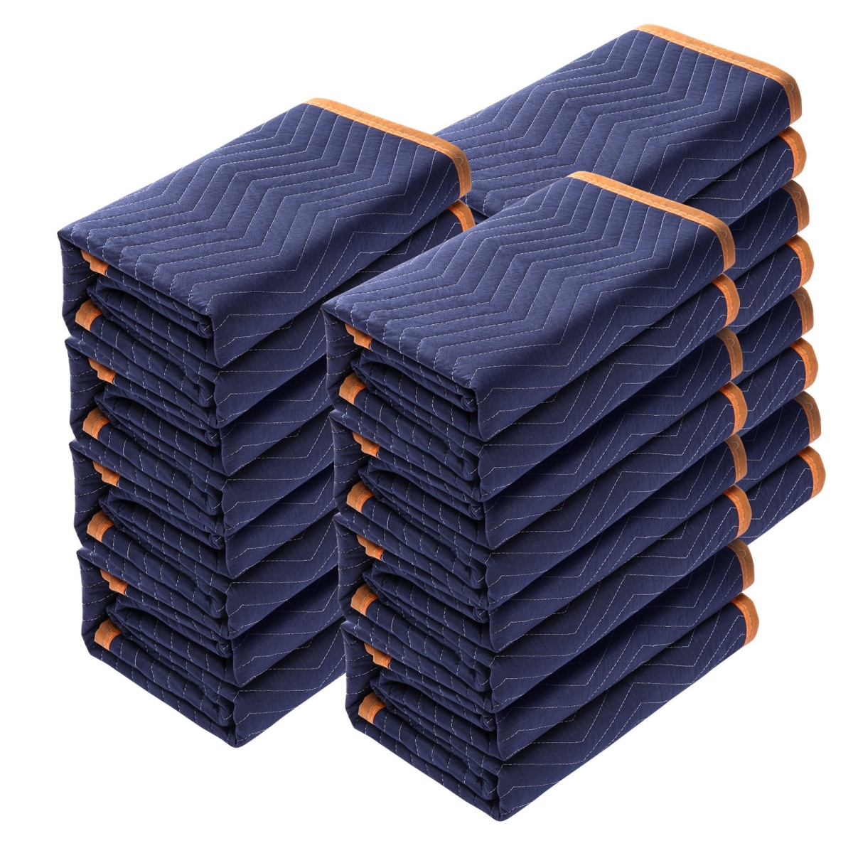 Picture of Vevor DCBYT80X72INUDL28V0 80 x 72 in. Moving Blankets&#44; Professional Non-Woven & Recycled Cotton Packing Blanket&#44; Blue & Orange - Pack of 12
