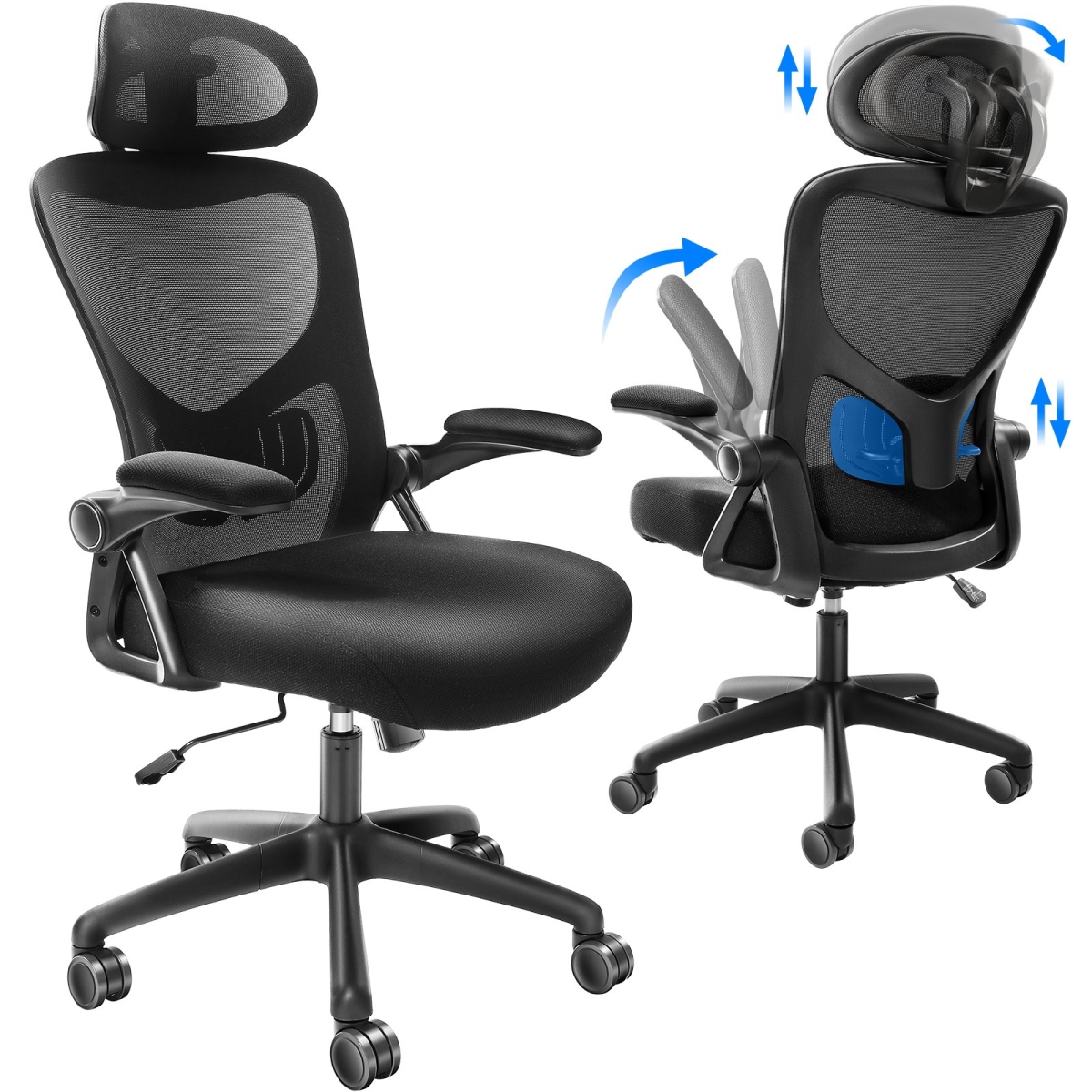 Picture of Vevor XZKBYSJYTKDTOZ4K4V0 Office Chair with Adjustable Lumbar Support&#44; High Back Ergonomic Desk Chair with Adjustable Headrest