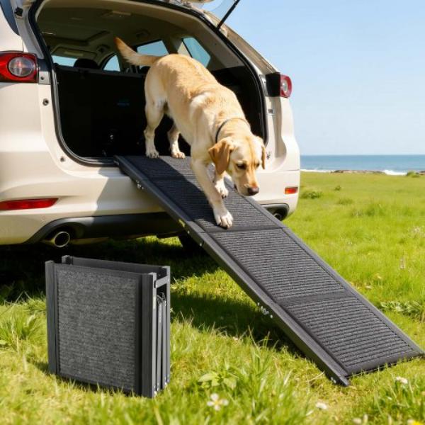 JSHWZDSCWAQP47SCS001V0 Dog Ramp - Folding Pet Ramp for Cars - 71 x 17 in. - Supports Medium & Large Dogs up to 250 lbs - Non-Slip Felt Rug Surface