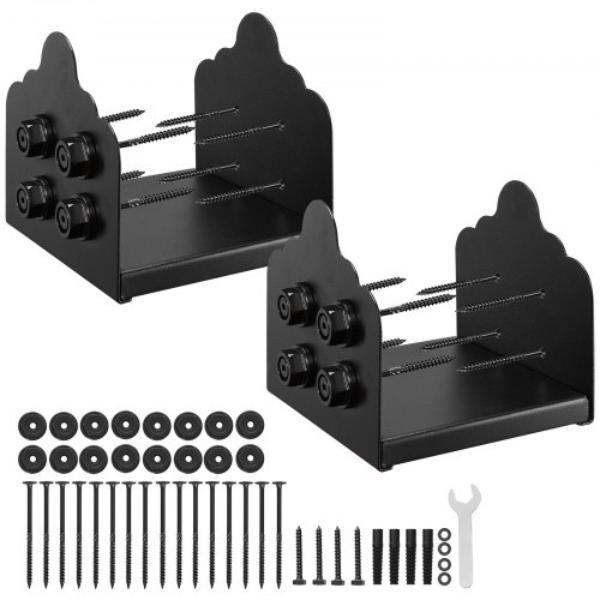 8x8 Post Base - Black - Heavy Duty Carbon Steel Post Brackets for Pavilion Deck Railing Support - Inner Size 7.9 x 7.5 in. - 2 Piece