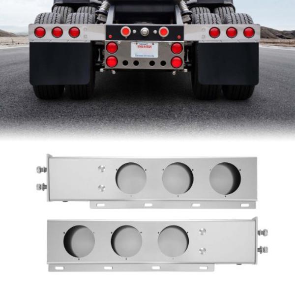 BKCDNBDJ212IW6KL0001V0 Stainless Steel Mud Flap Hangers - Light Cutouts - 2.5 in. Bolt Spacing - Spring Loaded - Heavy Duty - Silver
