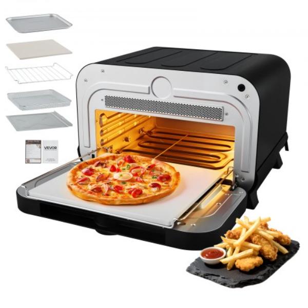 Picture of Vevor DGNKHSDXNCP1RUM2X001V1 Pizza Oven - 8 Presets Electric Pizza Ovens Air Fry Combo - 12 in. Indoor Pizza Maker - 750 deg F Max Temp - IPX4 Waterproof Countertop Pizza Cooker