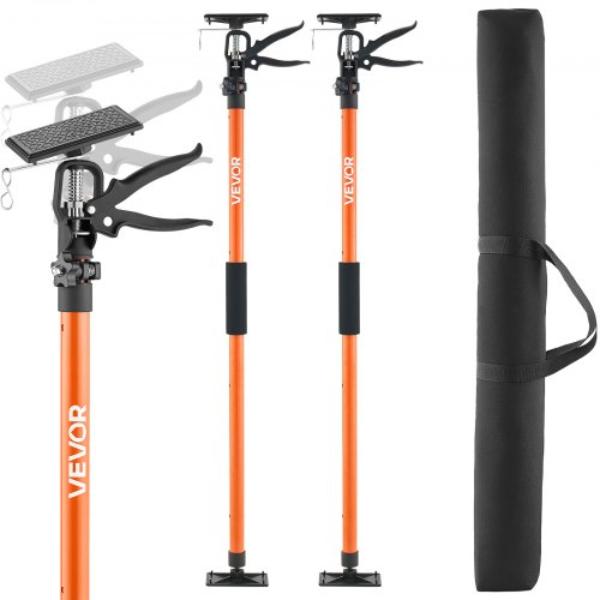 Cabinet Jack Support Pole - 45.7-114.2 in. Steel Telescopic Quick Support Rod Adjustable 3rd Hand System up to 154 lbs - Pack of 2