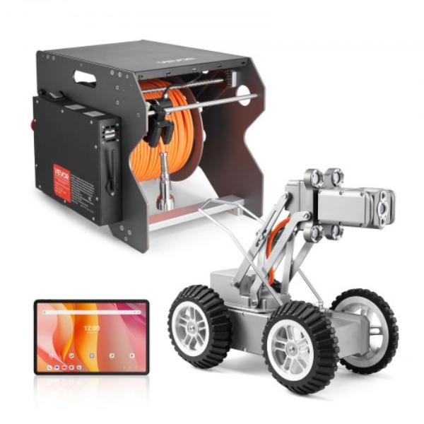 Sewer Pipe Inspection Robot - 394 ft. Pipeline Detection - 2MP Cameras - Touchscreen Tablet - IP68 Plumbing Camera - Industrial Pipes