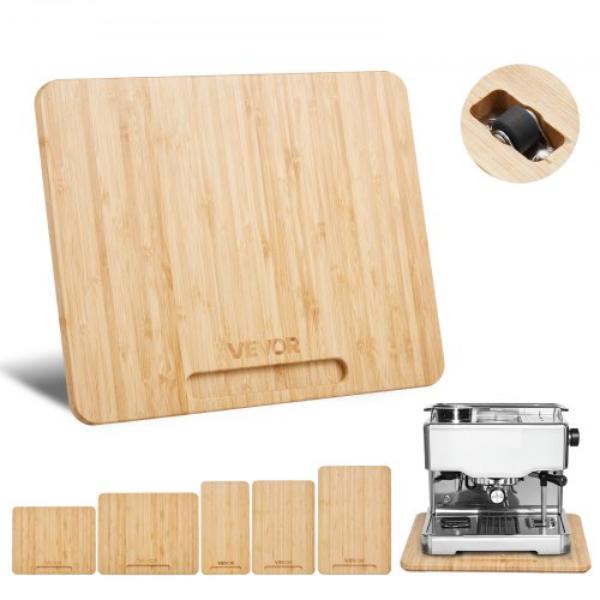 Picture of Vevor CFSBHK10513IKJCNZ001V0 Appliance Slider - Small - 10.5 x 13 in. - Rolling Sliding Tray with Rubber Wheels & Hollow Handle - Easy to Clean - Natural Wood
